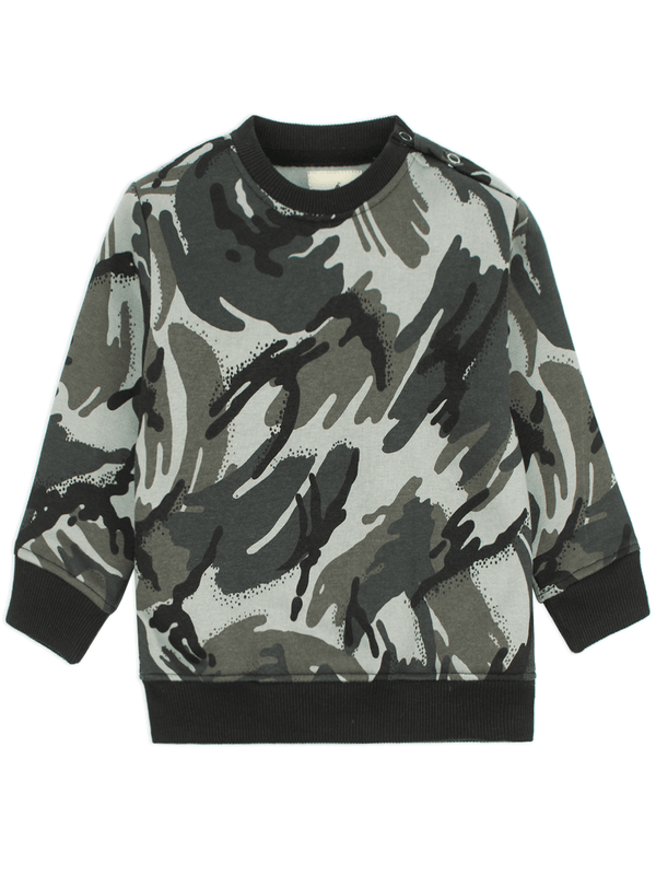Stone Harbor Boy's Sweatshirt MINI BOY'S GREY CAMO FLEECE SWEATSHIRT
