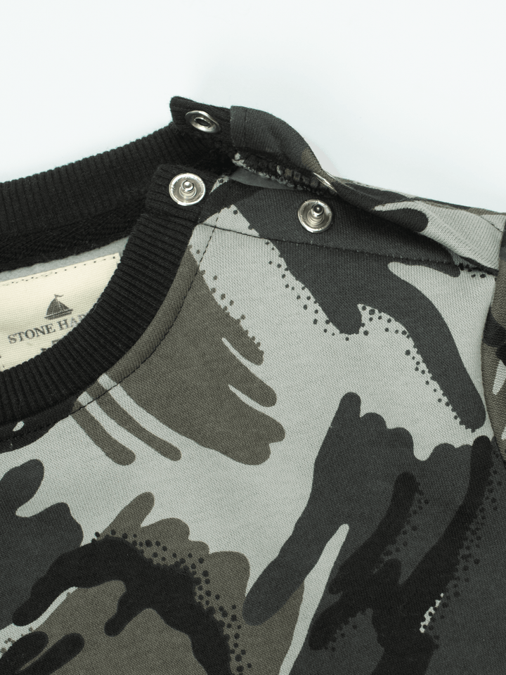 Stone Harbor Boy's Sweatshirt MINI BOY'S GREY CAMO FLEECE SWEATSHIRT