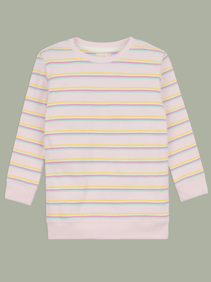 Stone Harbor Girl's Sweatshirt GIRL'S PINK STRIPER SWEATSHIRT