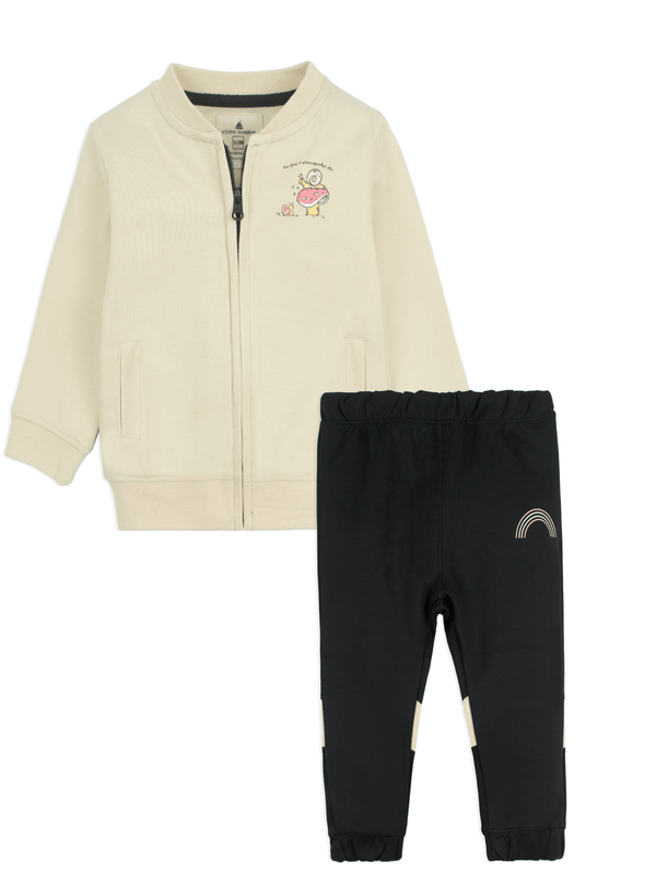 Stone Harbor Girl's Track Suit Beige / 0-3 M MINI GIRL'S PREMIUM ARC TWIN SET