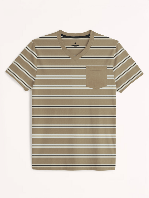 Stone Harbor MEN'S BROWN STRIPER T-SHIRT
