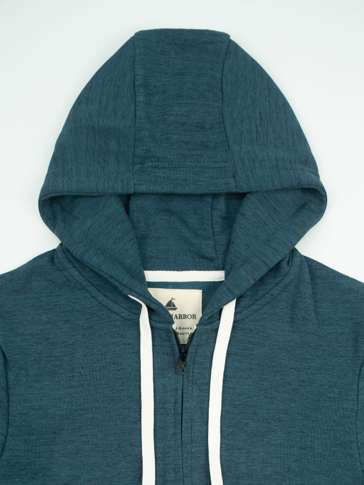 Stone Harbor Men's Hoodies MEN'S TEXTURED AQUA ZIP THROUGH HOODIE