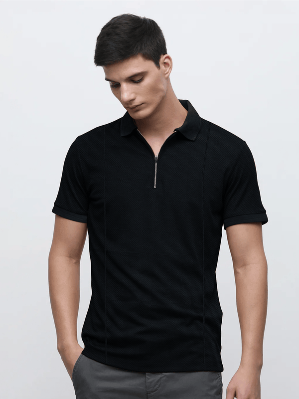 Stone Harbor MEN'S NAVY ZIP-UP POLO SHIRT