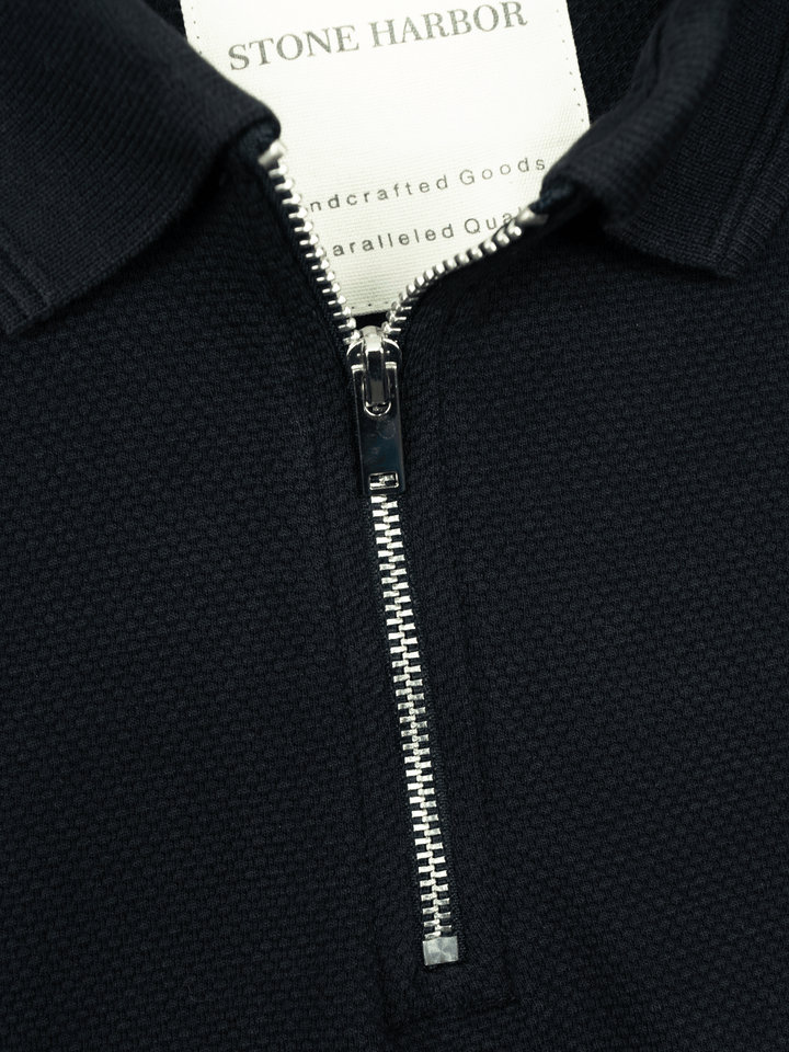 Stone Harbor MEN'S NAVY ZIP-UP POLO SHIRT