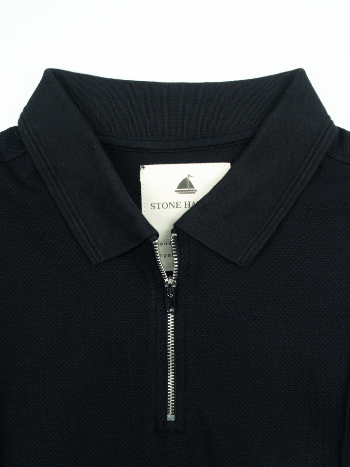 Stone Harbor MEN'S NAVY ZIP-UP POLO SHIRT