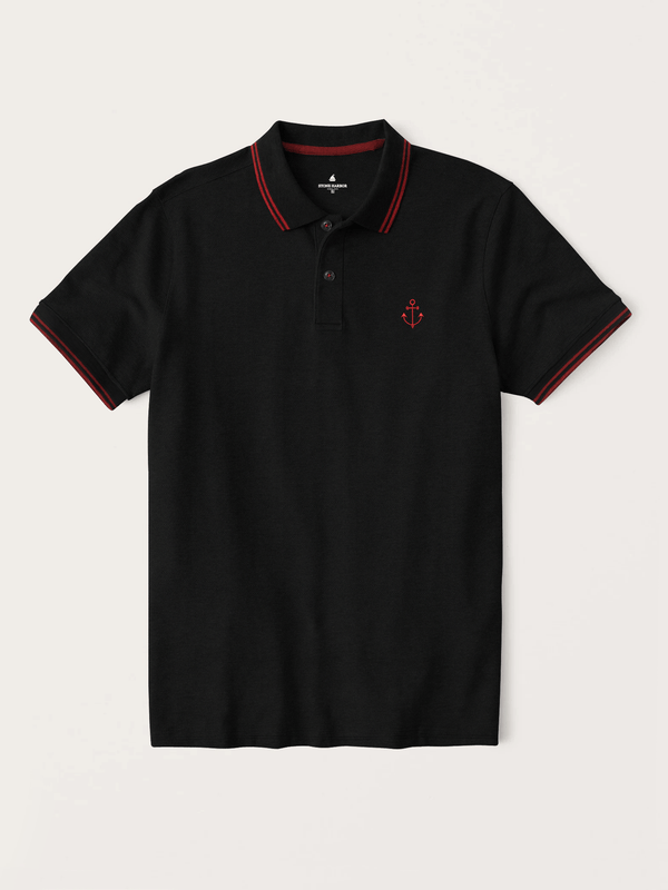 Stone Harbor MEN'S PREMIUM BLACK ANCHOR POLO