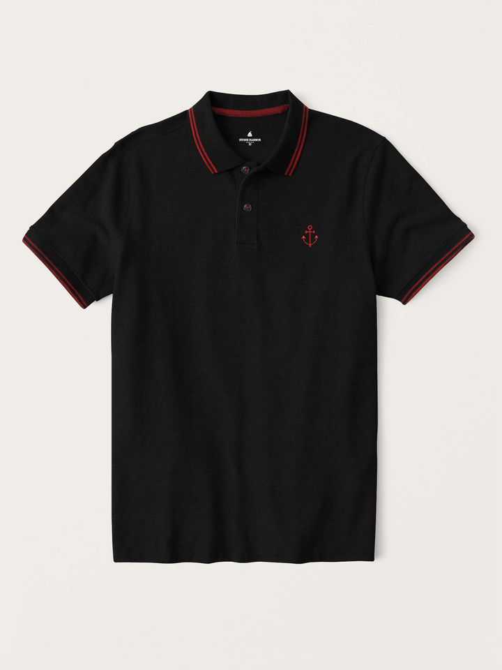 Stone Harbor MEN'S PREMIUM BLACK ANCHOR POLO