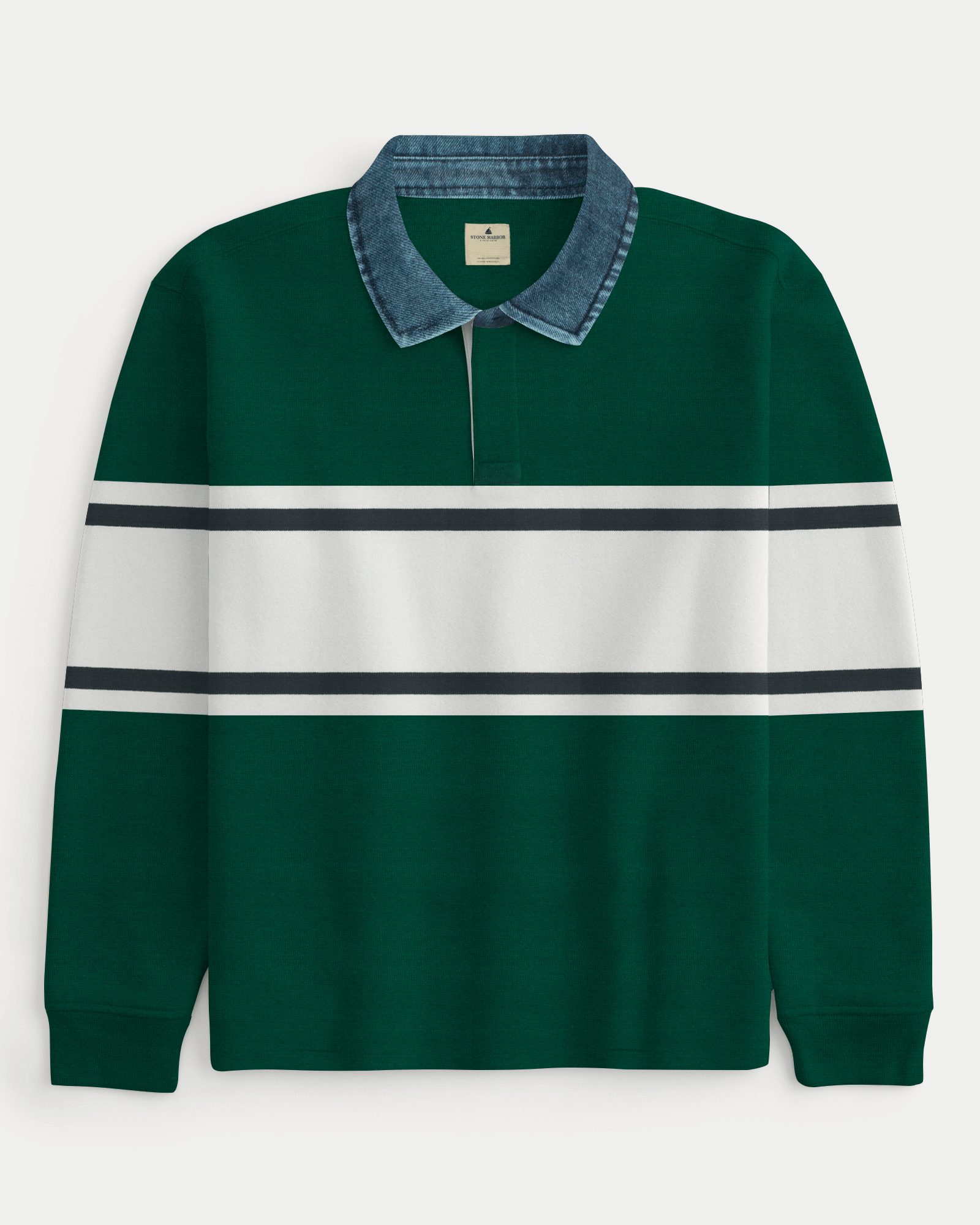 Stone Harbor MEN'S PREMIUM GREEN BLOCKS RUGBY