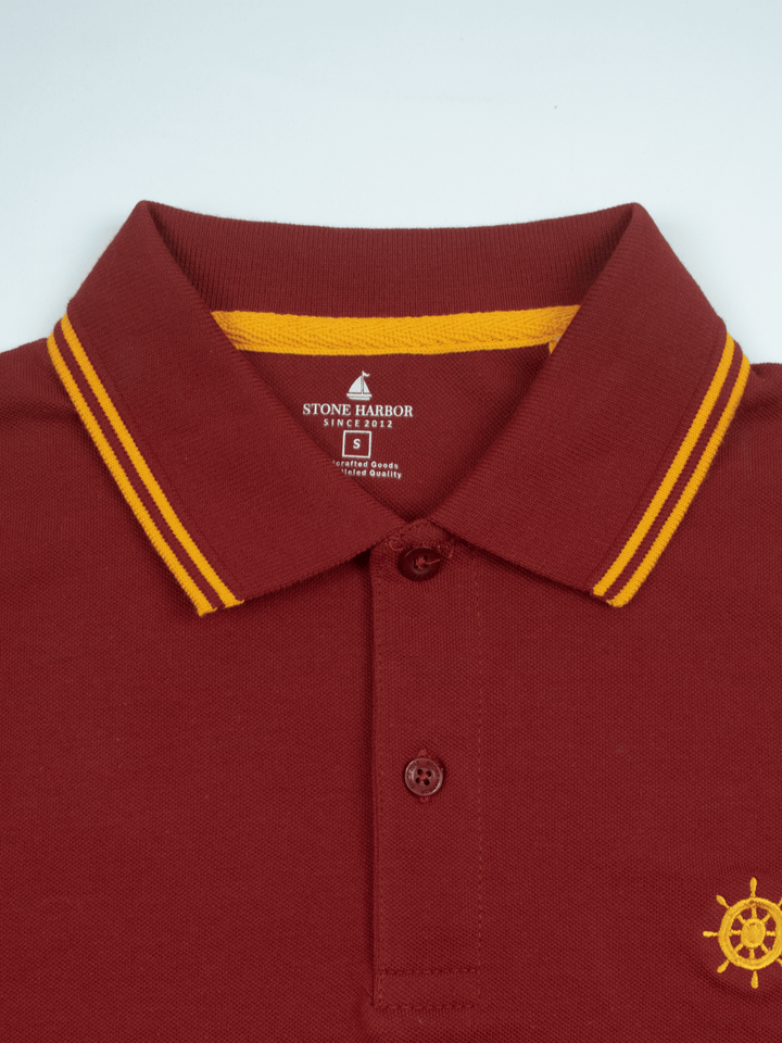 Stone Harbor MEN'S PREMIUM MAROON TWIN-TIPPED POLO