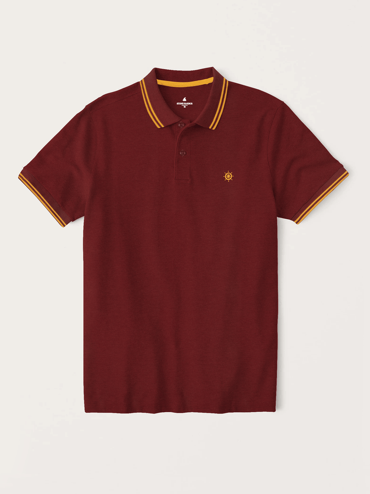 Stone Harbor MEN'S PREMIUM MAROON TWIN-TIPPED POLO