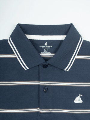 Stone Harbor MEN'S PREMIUM NAVY STRIPER POLO