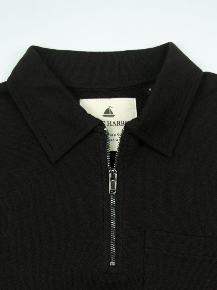 Stone Harbor Men's Rugby Shirt MEN'S BLACK QUARTER ZIP RUGBY