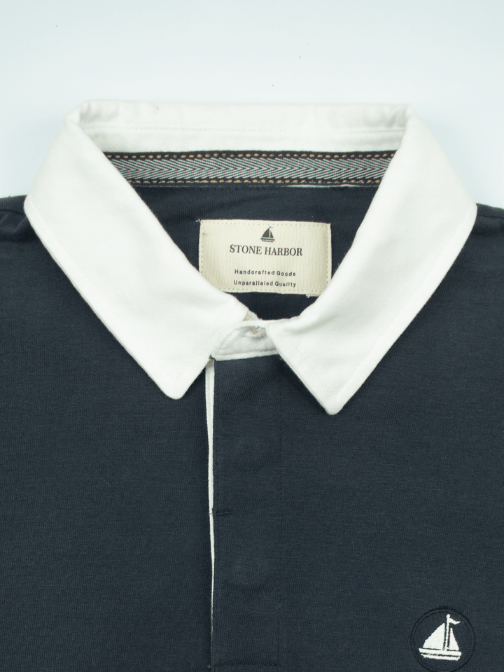 Stone Harbor Men's Rugby Shirt MEN'S NAVY STRIPER SIGNATURE RUGBY