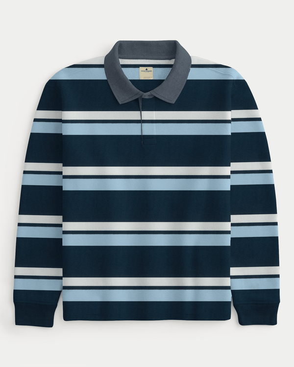 Stone Harbor Men's Rugby Shirt MEN'S PREMIUM BLUE STRIPER RUGBY
