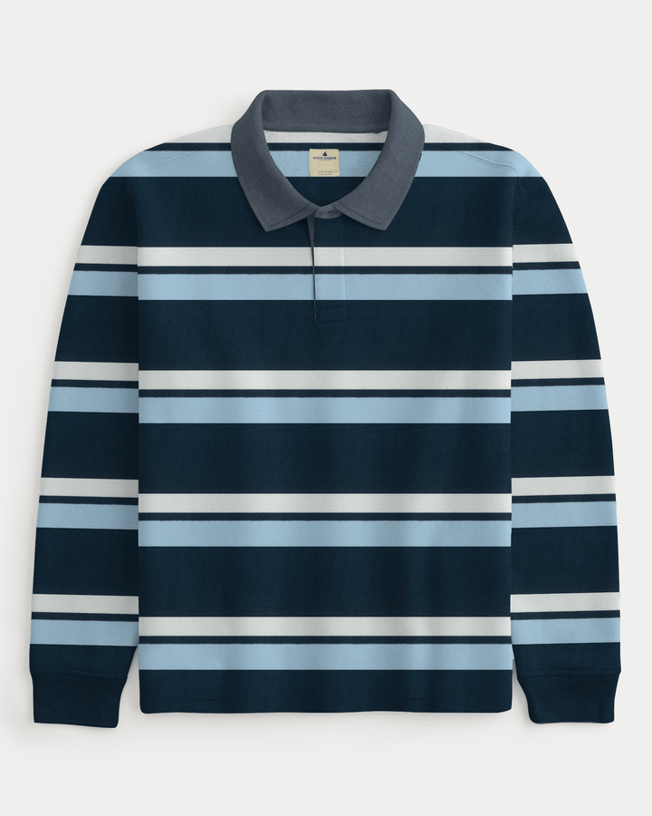 Stone Harbor Men's Rugby Shirt MEN'S PREMIUM BLUE STRIPER RUGBY
