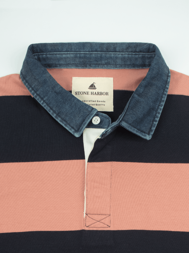 Stone Harbor Men's Rugby Shirt MEN'S PREMIUM KNITTED STRIPER RUGBY