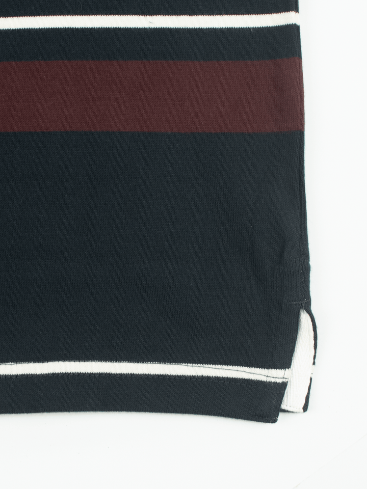 Stone Harbor Men's Rugby Shirt MEN'S PREMIUM MAROON STRIPER RUGBY