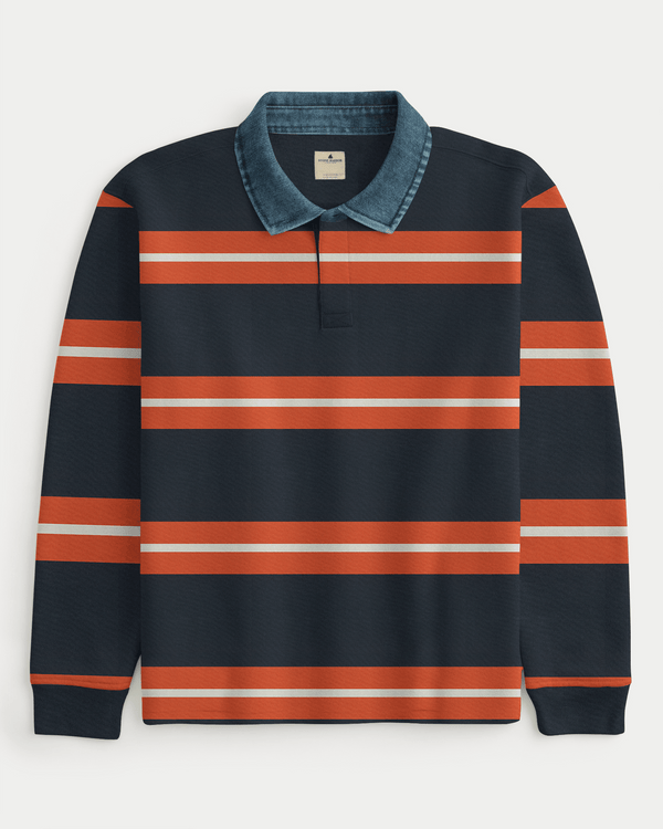 Stone Harbor Men's Rugby Shirt MEN'S PREMIUM ORANGE STRIPER RUGBY