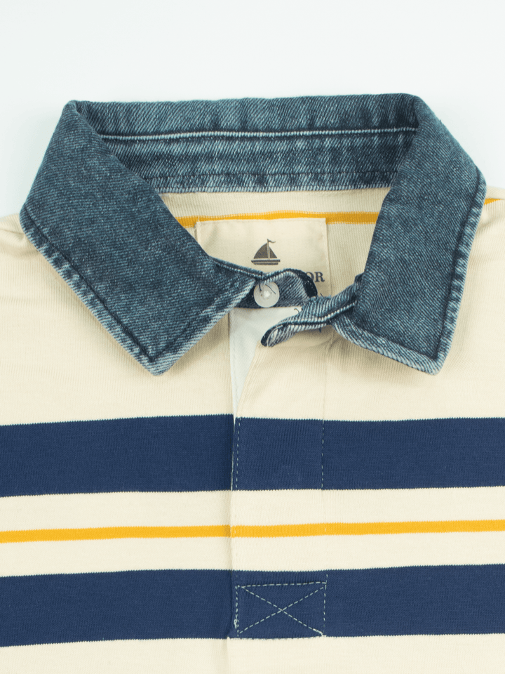 Stone Harbor Men's Rugby Shirt MEN'S PREMIUM WHITE STRIPER RUGBY