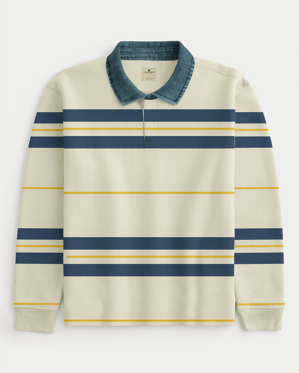 Stone Harbor Men's Rugby Shirt MEN'S PREMIUM WHITE STRIPER RUGBY