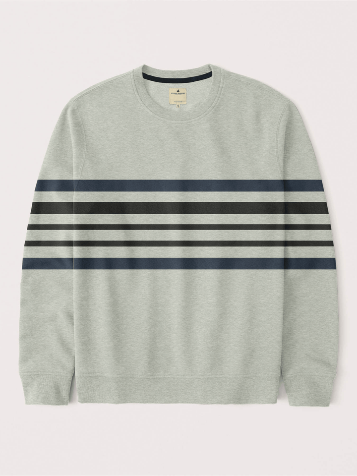 Stone Harbor Men's Sweatshirt MEN'S GREY STRIPED FLEECE SWEATSHIRT