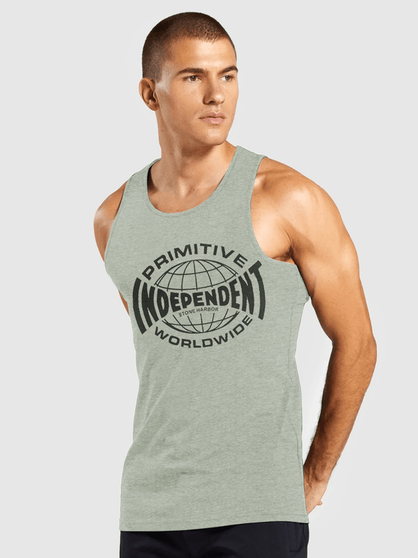 Stone Harbor Men's Vest MEN'S GREY GRAPHIC GYM VEST