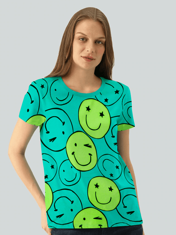 Stone Harbor WOMEN'S TEAL SMILEY T-SHIRT