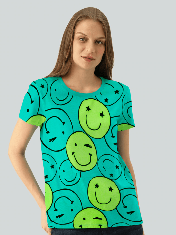Stone Harbor WOMEN'S TEAL SMILEY T-SHIRT