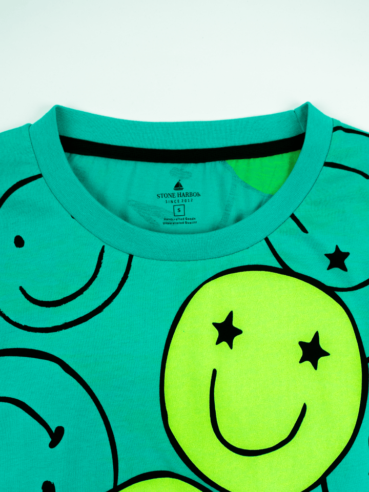 Stone Harbor WOMEN'S TEAL SMILEY T-SHIRT