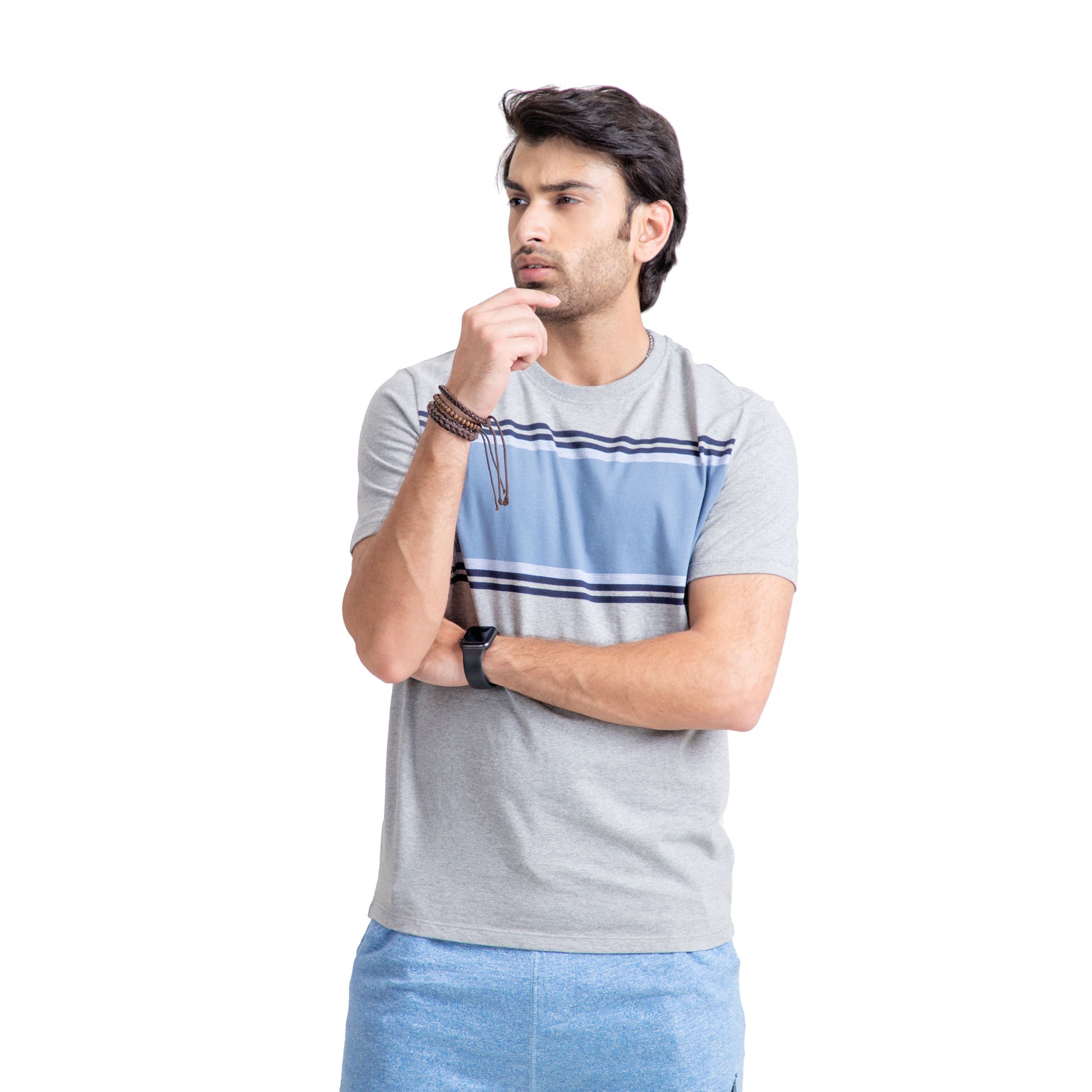 MEN'S PLAIN GREY HALF SLEEVES TEE SHIRT