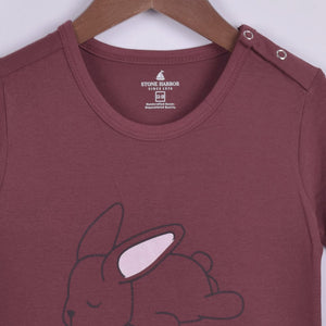 Stone Harbor Boy's Tee Shirt BOY'S STONE HARBOR CUTE BUNNY BURGUNDY CREW NECK TEE SHIRT