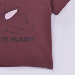 Stone Harbor Boy's Tee Shirt BOY'S STONE HARBOR CUTE BUNNY BURGUNDY CREW NECK TEE SHIRT
