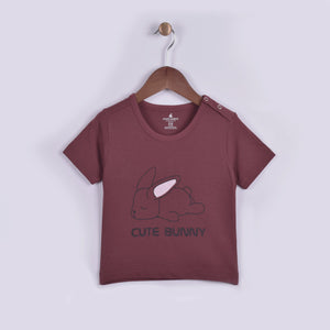 Stone Harbor Boy's Tee Shirt Burgundy / 0-3 M BOY'S STONE HARBOR CUTE BUNNY BURGUNDY CREW NECK TEE SHIRT