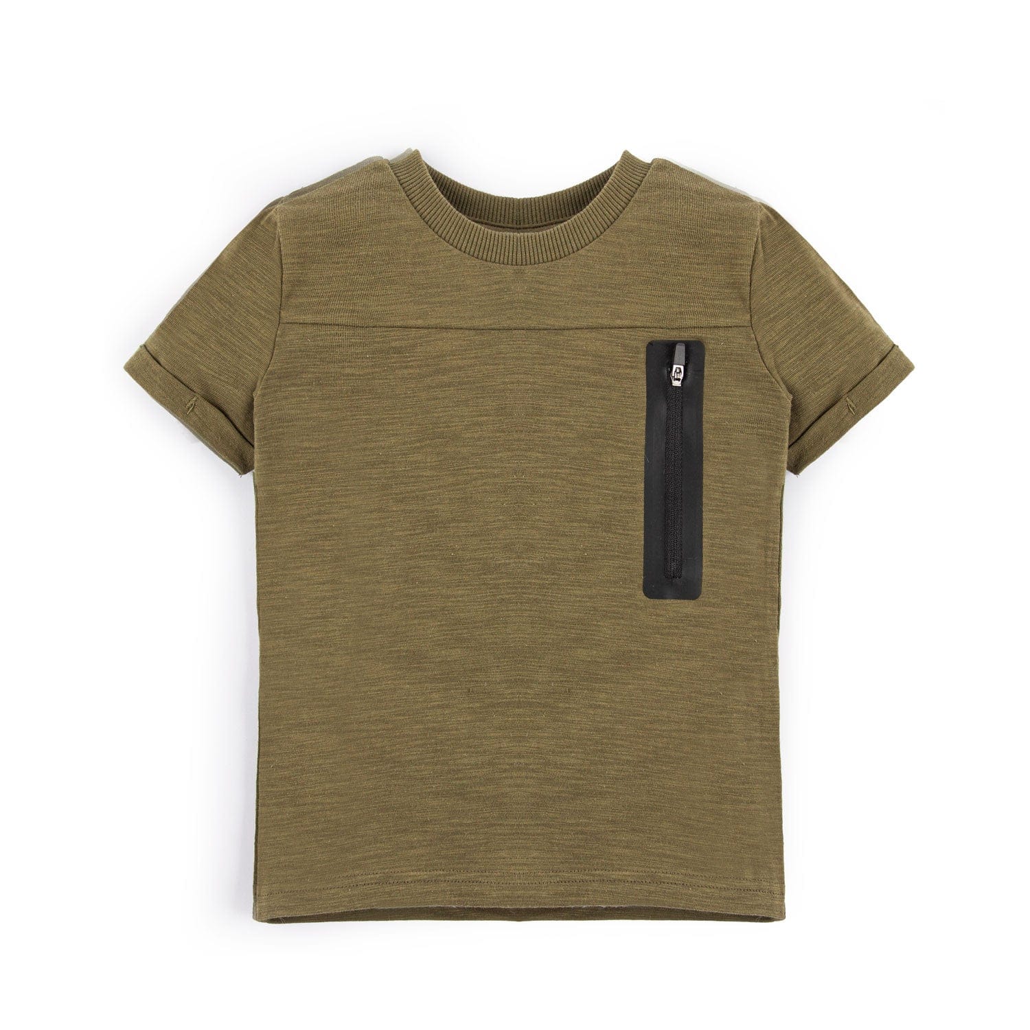Stone Harbor Boy's Tee Shirt Olive / 1.5-2 Y BOY'S OLIVE MELANGE ZIPPER TEE SHIRT