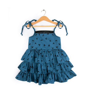 Stone Harbor Girl's Frock Blue / 2-3 GIRL'S STONE HARBOR FLORAL PRINT OFF SHOULDER FROCK