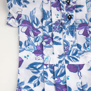 Stone Harbor Girl's Frock GIRL'S STONE HARBOR BLUE FLORAL BUTTON DOWN COTTON FROCK