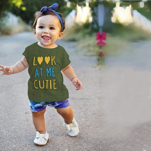 Stone Harbor Girl`s T-Shirt Olive / 0-3 STONE HARBOR PRINTED LOOK AT ME CUTIE TEE SHIRT
