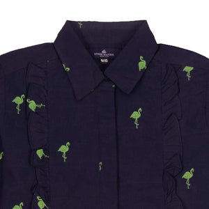 Stone Harbor Girls Casual Shirt GIRL'S STONE HARBOR RUFFLE EMBROIDERED CASUAL SHIRT