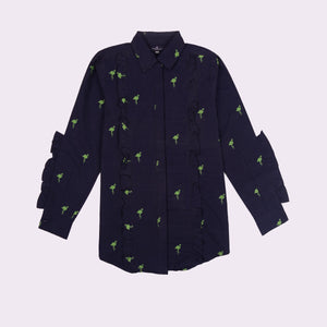 Stone Harbor Girls Casual Shirt Navy / 9-10 GIRL'S STONE HARBOR RUFFLE EMBROIDERED CASUAL SHIRT