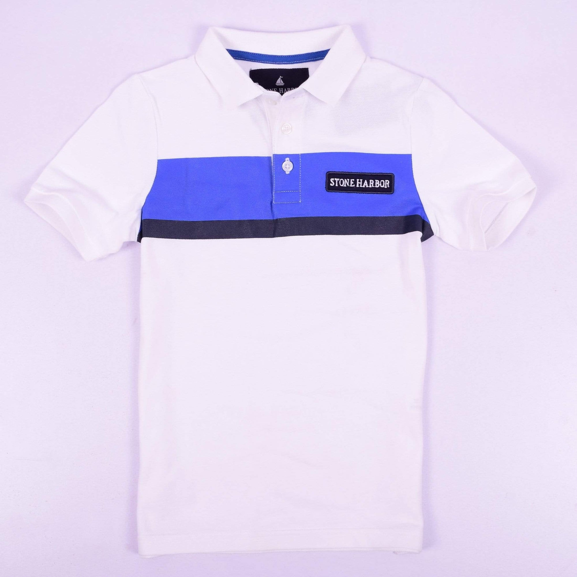 Stone Harbor Kid's Polo Shirt White / 3-4 Years Boy's Stone Harbor Royal Stripe Short Sleeve Polo Shirt
