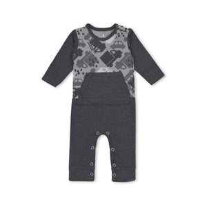 Stone Harbor Kid's Romper Charcoal / 0-3 M MINI BOY'S AOP ROMPER
