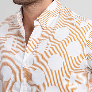Stone Harbor Men's Casual Shirt MAN'S BROWN STRIPE CASUAL SHIRT