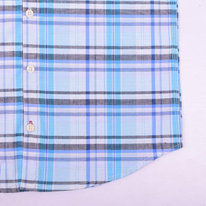 Stone Harbor Men's Casual Shirt Men's Stone Harbor Checkered Sea Blue Casual Shirt