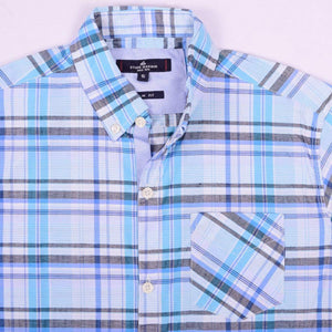 Stone Harbor Men's Casual Shirt Men's Stone Harbor Checkered Sea Blue Casual Shirt