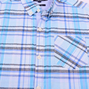 Stone Harbor Men's Casual Shirt Men's Stone Harbor Checkered Sea Blue Casual Shirt