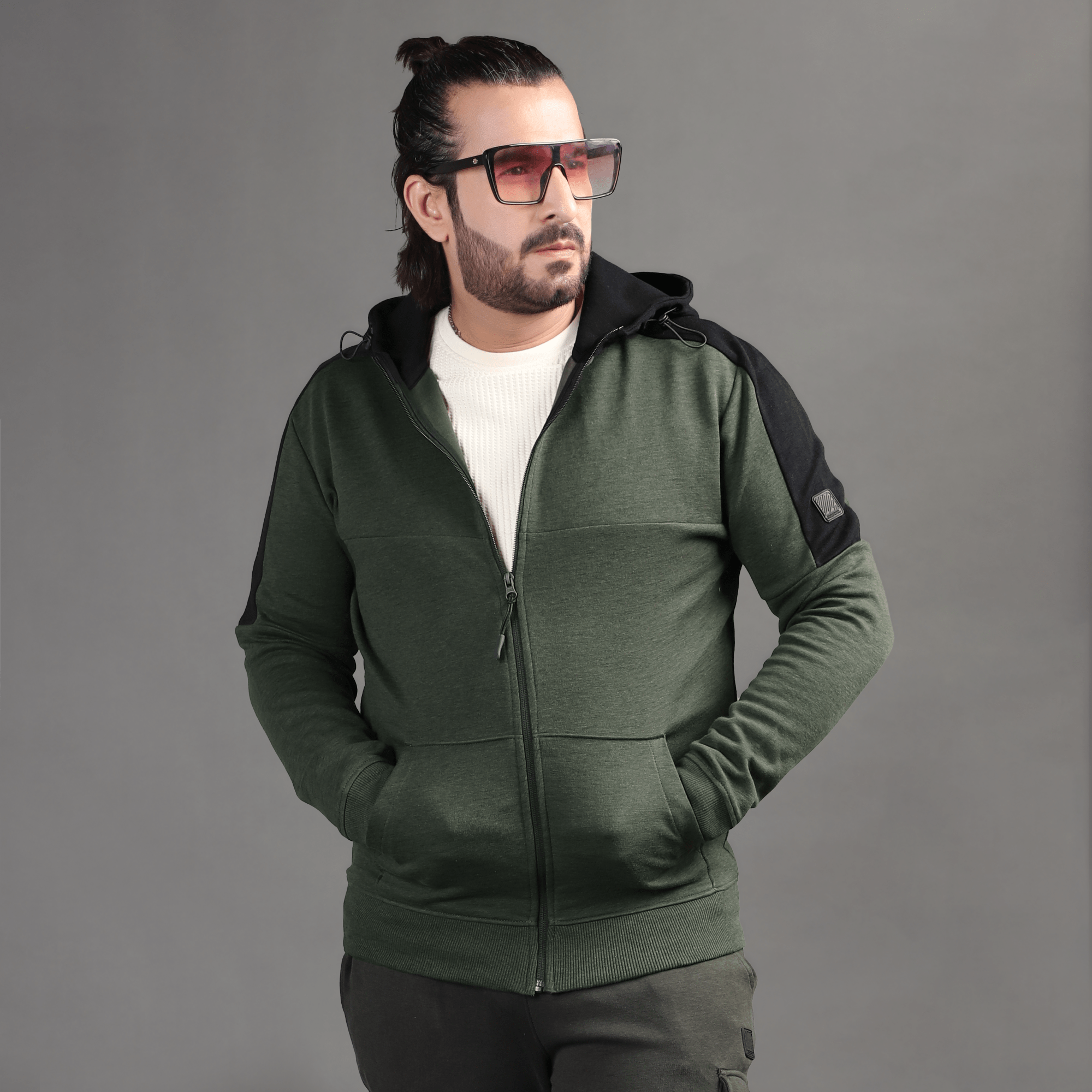 Stone Harbor Men's Hoodies MEN'S GREEN PANELED HOODIE