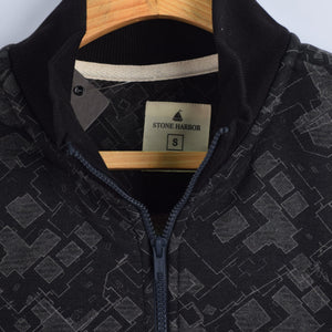 Stone Harbor Men's Jacket MEN'S STONE HARBOR ALL OVER PRINTED CHARCOAL HEAVY FUR ZIP THROUGH JACKET