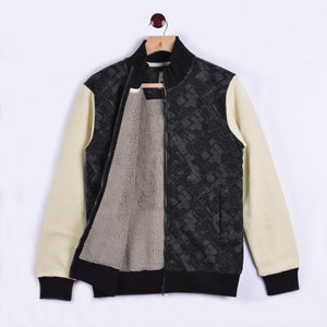 Stone Harbor Men's Jacket MEN'S STONE HARBOR ALL OVER PRINTED CHARCOAL HEAVY FUR ZIP THROUGH JACKET
