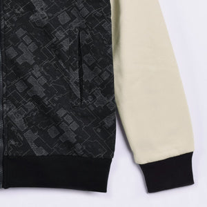 Stone Harbor Men's Jacket MEN'S STONE HARBOR ALL OVER PRINTED CHARCOAL HEAVY FUR ZIP THROUGH JACKET
