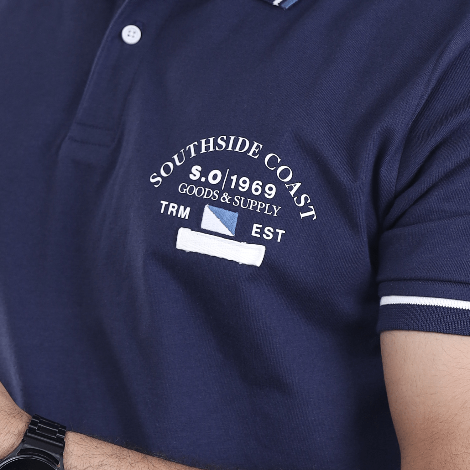 Stone Harbor Men's Polo Shirt MEN'S BLUE TIPPING POLO SHIRT